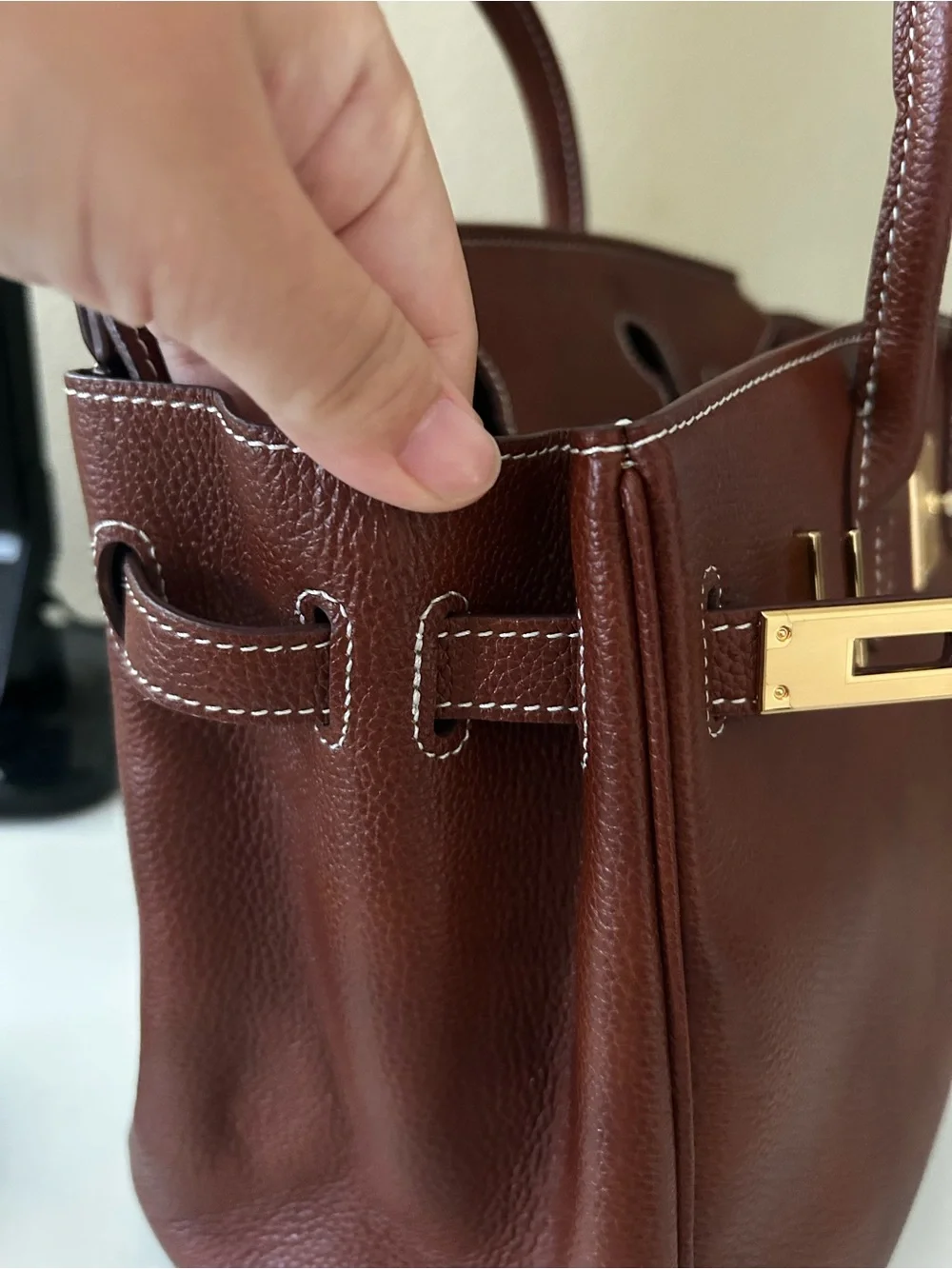 30cm Brown Saddle Leather Top-Handle Satchel